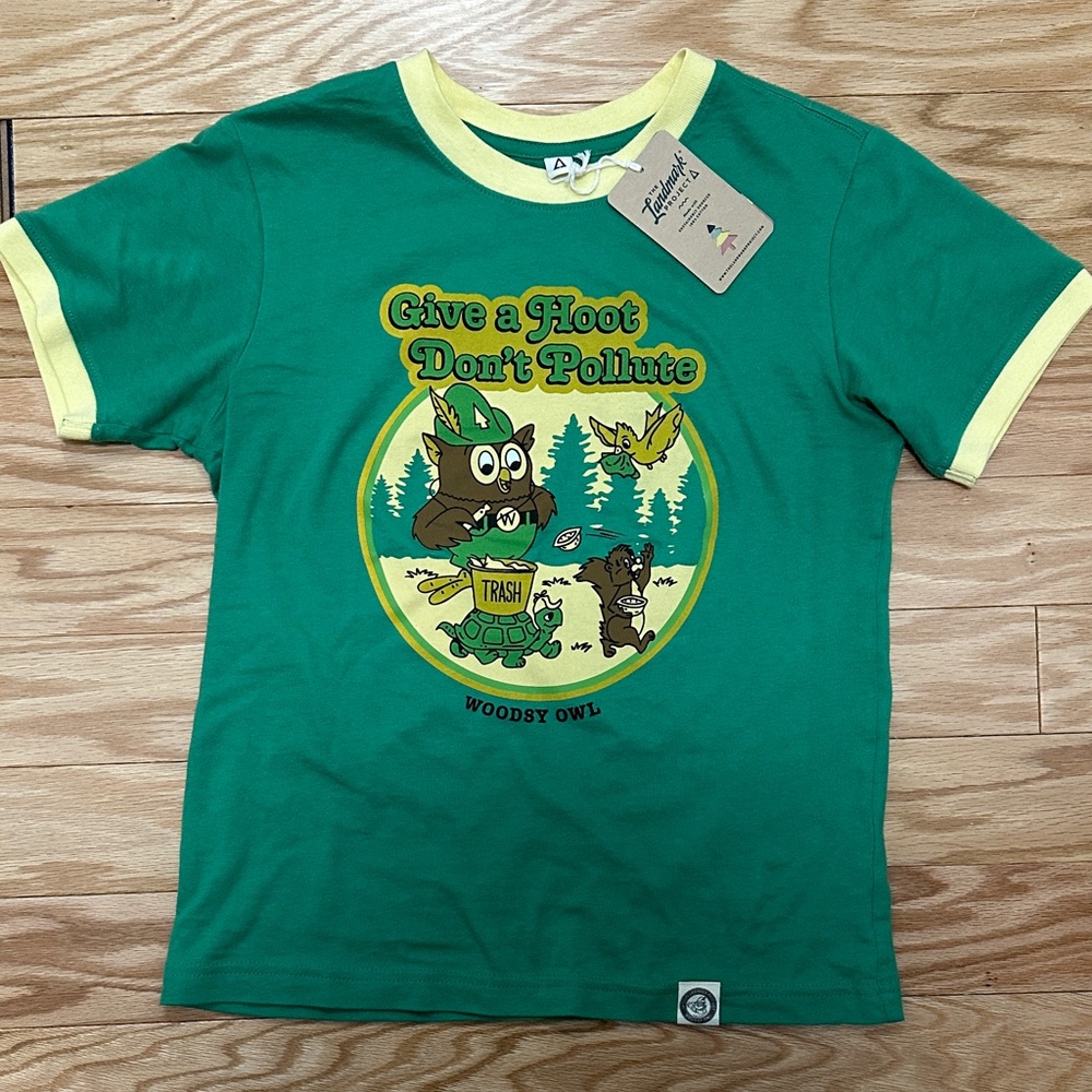 Kids Woodsy Owl 'Give a Hoot Don't Pollute' Green Ringer Tee